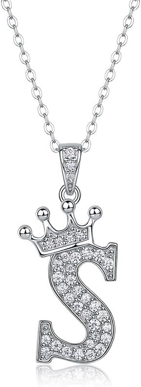 UALGL A-Z Letters Necklace Crown Necklace for Men Women 18K Gold
